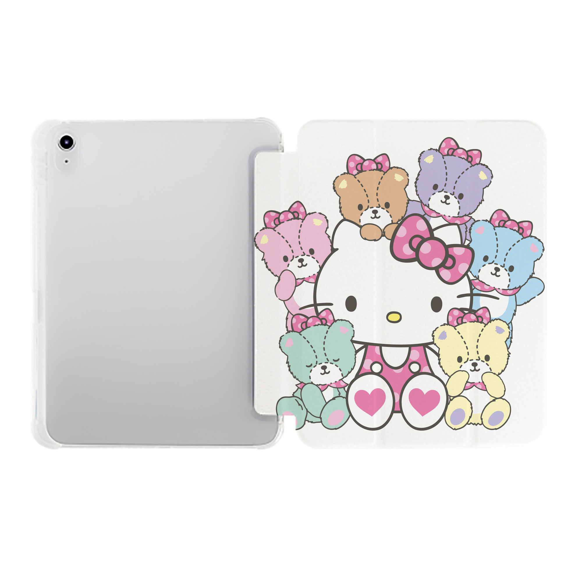 （画像用） Hello Kitty ハローキティ IPad ケース ペン収納付き 三つ折りスタンド PUレザー×シリコン 対応機種9.5/10.5/10.9インチ